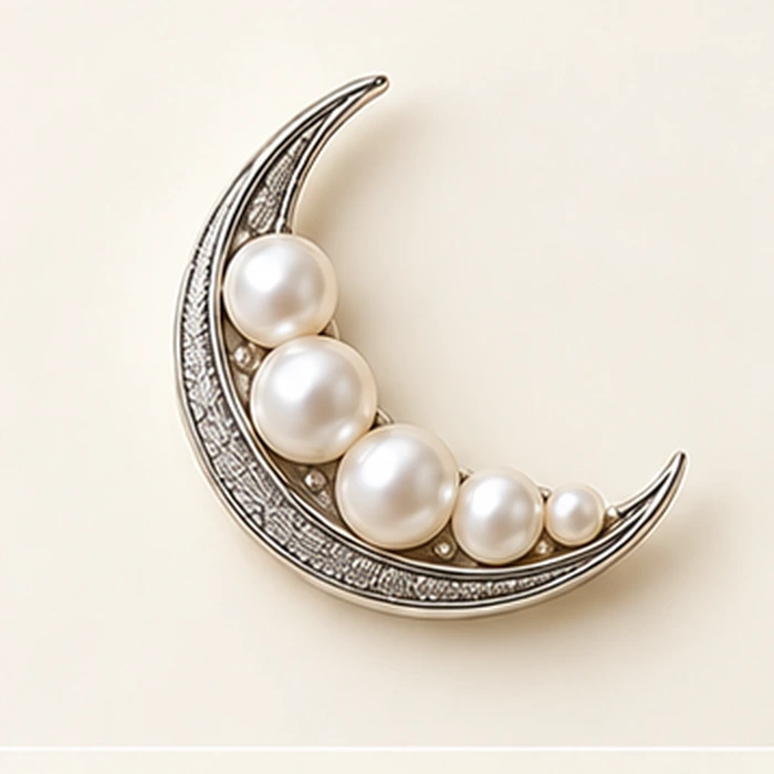 Élan Pearl Arc Brooch, Silver tone / White glass imitation pearl